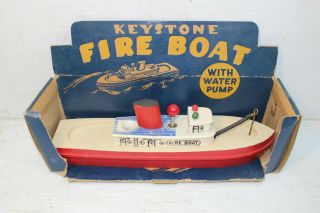Vintage Wooden Keystone Fire Boat With Water Pump Box