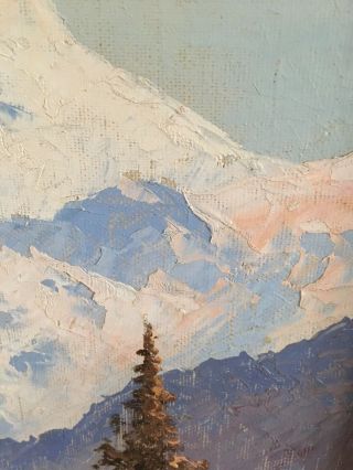 Vintage Landscape Oil Painting Signed Peter Haller Berlin Swiss Alps Mountain 6