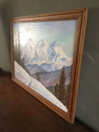 Vintage Landscape Oil Painting Signed Peter Haller Berlin Swiss Alps Mountain 8