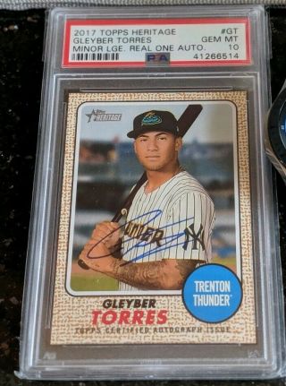 2017 Topps Heritage Minors Real One Autograph Gleyber Torres Auto Psa 10 Rare