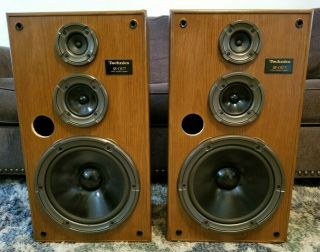Pair Technics Sb - Cr77 3 - Way Vintage Woodgrain Floorstanding 1980s Speakers 200w