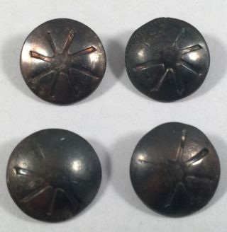 Small Vintage Indian Sterling Silver Concho Buttons Set Of 4