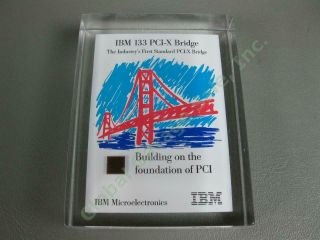 Vintage Ibm Lucite Embedded Computer Chip Paperweight 133 Pci - X Bridge 3 " X4 " Nr