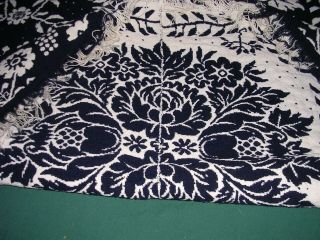 155A Vintage Antique PENNSYLVANIA Woven Wool COVERLET FLORAL DESIGN 70x84 