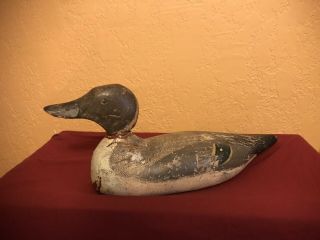 Antique Wooden Decoy Duck Hand Carved Made By Tould Lake 1920 - 1922 1
