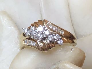 Vintage Estate 14k Yellow Gold Diamond Ring Cluster Wedding Appraisal.  50 Tcw