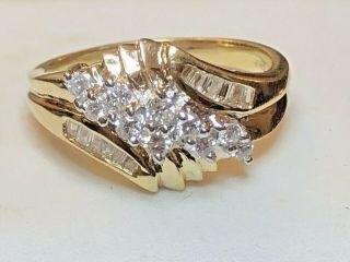 VINTAGE ESTATE 14K YELLOW GOLD DIAMOND RING CLUSTER WEDDING APPRAISAL.  50 TCW 2