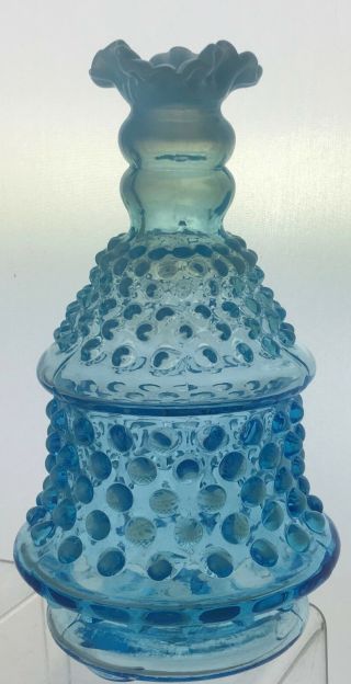 Vintage Fenton Hobnail Opaque Baby Blue Art Glass Lamp Shade/base Ruffled