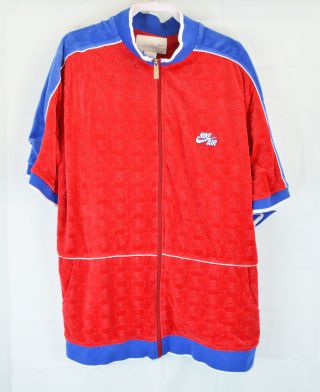 Vintage Nike Air Red Blue Velour Track Suit Jacket Pants Men 