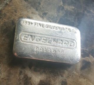 Vintage Engelhard 5 troy oz.  999 Silver Hand Poured Loaf Bar Ingot P011659 3