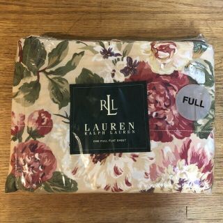 Ralph Lauren Full Flat Sheet Constance Floral Cream Roses/peonies New/nip Vtg