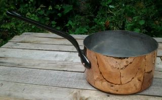 Vintage Mauviel 24.  5 Cm/9.  5 Inch Hammered Copper Sauce Pan Pot 2.  5 Mm Tin