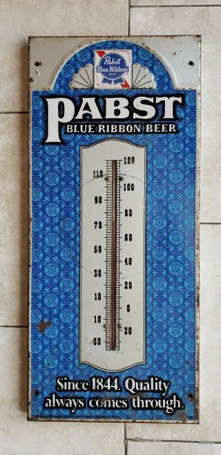 Vintage 1950s - 1960s Pbr Pabst Blue Ribbon Thermometer Beer Ale Sign