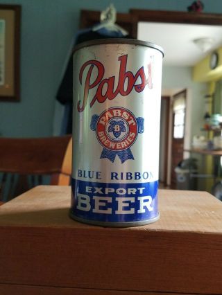 Pabst Flat Top Beer Can,  Opening Instructions Blue Opener,  Vintage Look