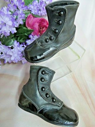 ANTIQUE Victorian child HIGH TOP BOOTS Button up Leather DOLL SHOES never worn 2