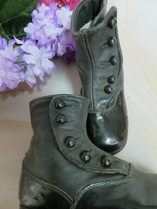 ANTIQUE Victorian child HIGH TOP BOOTS Button up Leather DOLL SHOES never worn 3