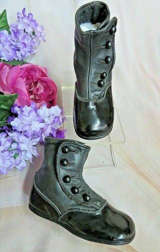 ANTIQUE Victorian child HIGH TOP BOOTS Button up Leather DOLL SHOES never worn 4