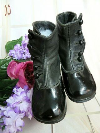 ANTIQUE Victorian child HIGH TOP BOOTS Button up Leather DOLL SHOES never worn 5