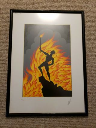 Vintage Erte Signed And Numbered " Fire " Silkscreen Print
