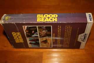 VINTAGE RARE BLOOD BEACH 1981 White Stripe Media VHS Monster Horror Cult Gore 8