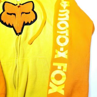 Moto X Fox Vintage Classics Hooded Zip - up Sweatshirt Yellow Orange Logo Size XL 3
