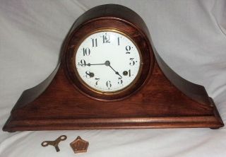 Estate Vintage/antique Waterbury Mantel Clock W/ Key & Pendulum Looks To Be And