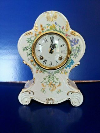 Franz Hermle Mantle Clock Floral Horticulture De France Vtg Germany