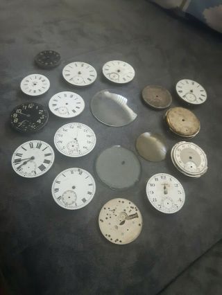 15 Vintage Pocket Watch Movements,  Dials & Parts - Spares,  Repairs.