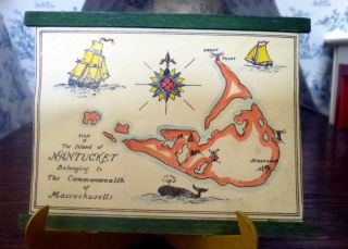 Rare Vintage Tynietoy Tynie Toy Hand Painted Nantucket Map Dollhouse Miniature