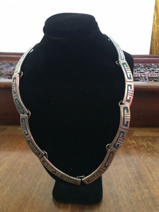 Vintage Ts - 30 935 Sterling Silver Aztec Mayan Link Necklace 16inches