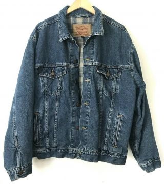 Vtg Levis Blue Denim Jacket Flannel Lined Mens Large Made In Usa