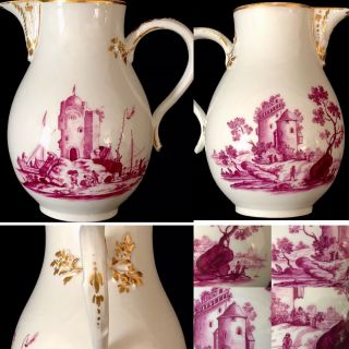 Rare 18th Century Meissen Porcelain Castle Harbor Scenic Milk Jar