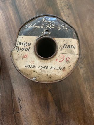 Vintage Large Spool 5 Pound Nassau Smelting & Refining Co.  Rosin Core Solder