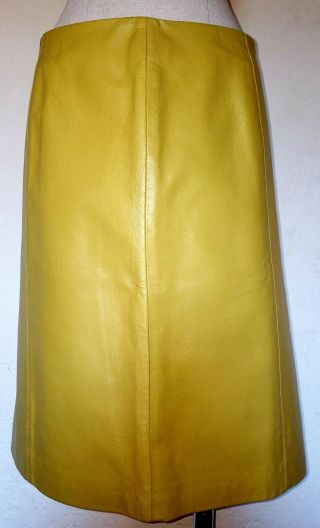 Vintage Spiegel Lime Green Leather Skirt Size 18