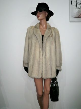 Vintage Real Farmed Mink Fur Jacket Coat Palomino Blonde Vison Норка Nerz 14 - 16