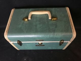 Vintage Samsonite Blue Green Marble Luggage Train Case 2