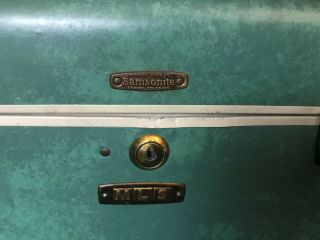 Vintage Samsonite Blue Green Marble Luggage Train Case 4