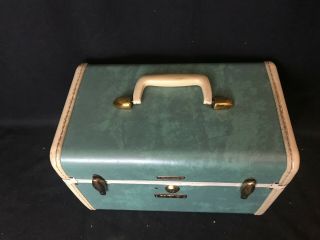 Vintage Samsonite Blue Green Marble Luggage Train Case 5