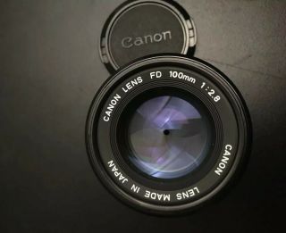 Canon Lens Nfd 100mm 1:2.  8 Vtg Portrait Prime Lens With Filter And Caps Exc,