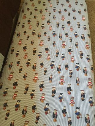 Vtg Ralph Lauren Polo Bear Twin Comforter Fitted Sheet Set Blue Stripe Rare Euc