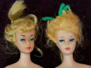 Set of Two 1964 Vintage Blonde Swirl Ponytail Barbie Dolls - With Case & Clothes 2