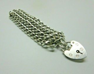 Vintage Sterling Silver Charm Bracelet Triple Chain & Padlock Clasp 42.  7 G