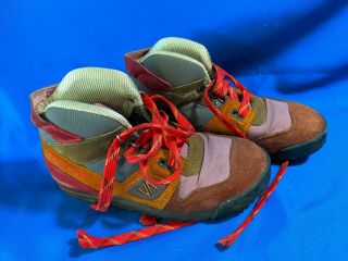 Salomon Size Us 7.  5 Hiking Backpacking Boots Shoes Leather Canvas Vtg
