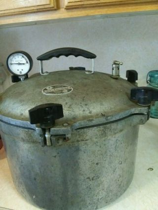 All American No.  7 Pressure Canner Cooker Heavy Aluminum 15 1/2qt.  Vintage