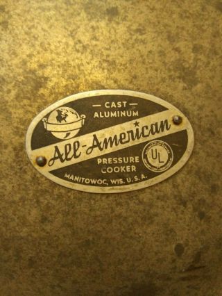 All American No.  7 Pressure Canner Cooker Heavy Aluminum 15 1/2qt.  Vintage 3