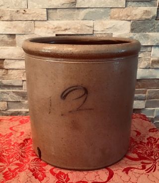 Antique Vintage Blue 2 Gallon Salt Glaze Stoneware Crock