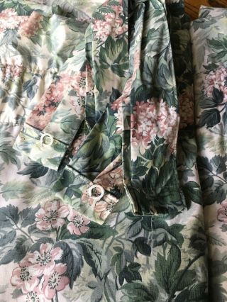 2 Panels Vintage Laura Ashley Ashbourne Drapes Curtains Tie Backs Green Pink USA 4