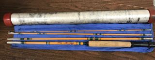 Vintage Phillipson Master 4 Piece Fly Rod,  Pack Rod,  Sock,  Metal Tube G - Mf476
