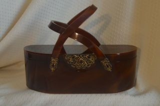 Vintage Wilardy Brown Lucite Purse Handbag