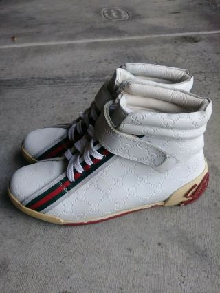 Vintage Gucci High Top White Mens Sneakers Size 45